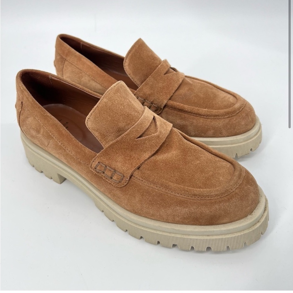 Aquatalia Orina Luxe Weatherproof Leather Loafer PLATFORM CAMEL 9.5